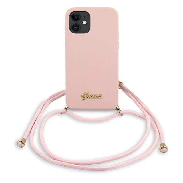 Чехол Guess Metal Logo Cord для iPhone 12 mini Pink (GUHCP12SLSCLMGLP)