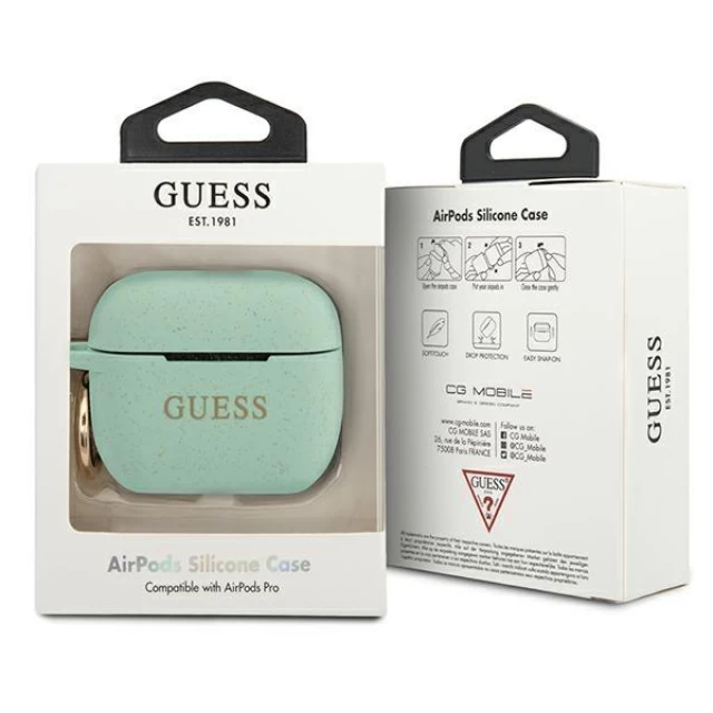 Чехол Guess Silicone Glitter для AirPods Pro Green (GUACAPSILGLGN)