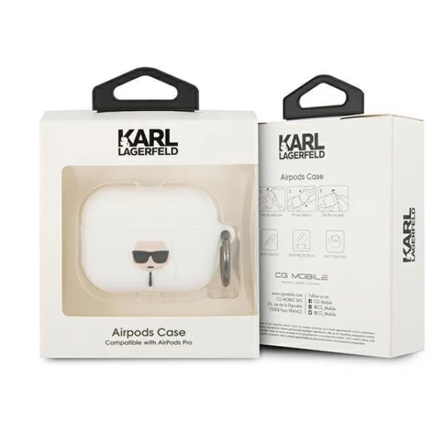 Чехол Karl Lagerfeld Silicone Iconic для AirPods Pro White (KLACAPSILGLWH)