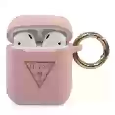 Чехол Guess Silicone Triangle Logo для AirPods 2/1 Pink (GUACA2LSTLPI)
