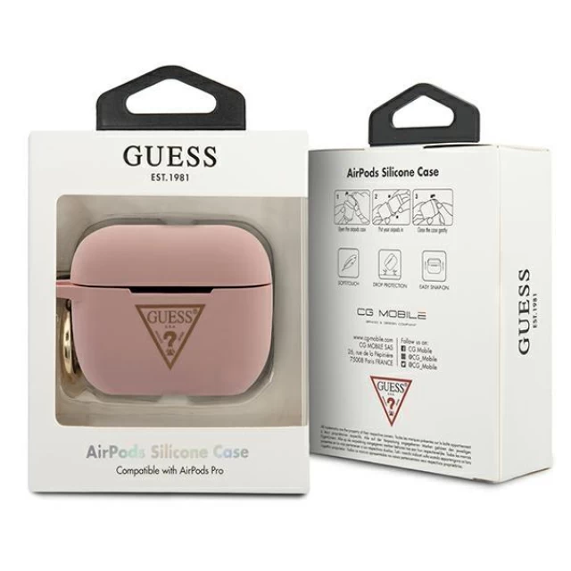 Чехол Guess Silicone Triangle Logo Collection для AirPods Pro Pink (GUACAPLSTLPI)