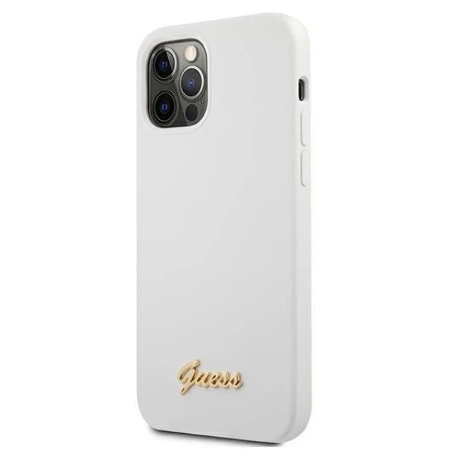 Чехол Guess Metal Logo Script для iPhone 12 Pro Max White (GUHCP12LLSLMGWH)