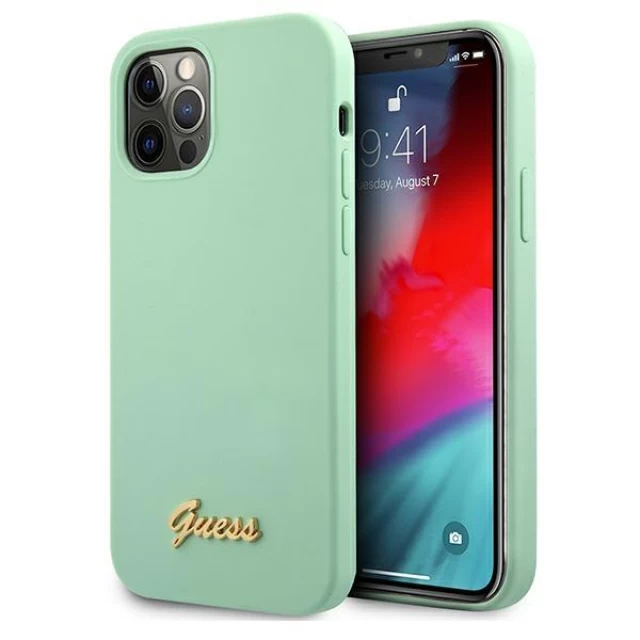 Чохол Guess Metal Logo Script для iPhone 12 Pro Max Green (GUHCP12LLSLMGGN)