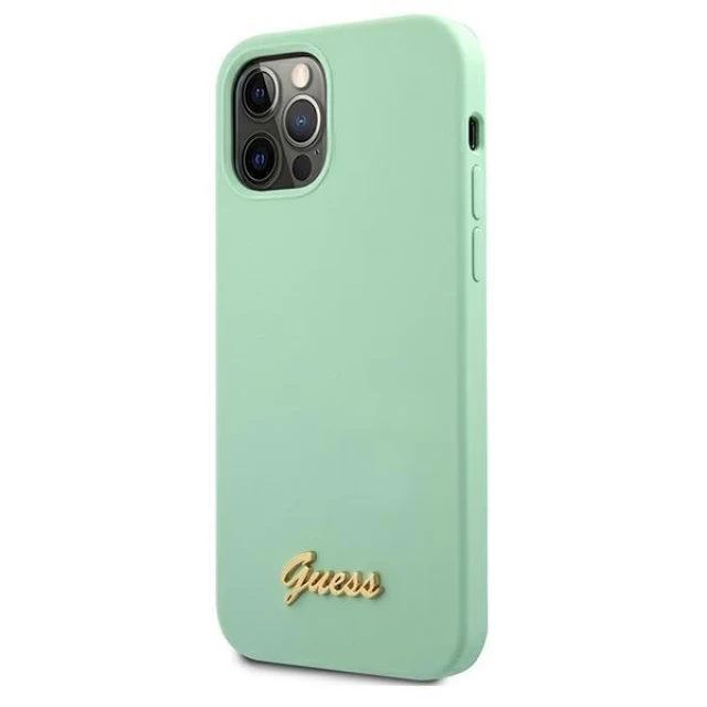 Чехол Guess Metal Logo Script для iPhone 12 Pro Max Green (GUHCP12LLSLMGGN)