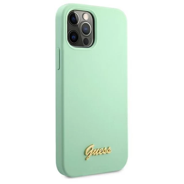 Чехол Guess Metal Logo Script для iPhone 12 Pro Max Green (GUHCP12LLSLMGGN)