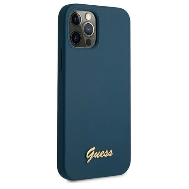 Чохол Guess Metal Logo Script для iPhone 12 | 12 Pro Blue (GUHCP12MLSLMGBL)