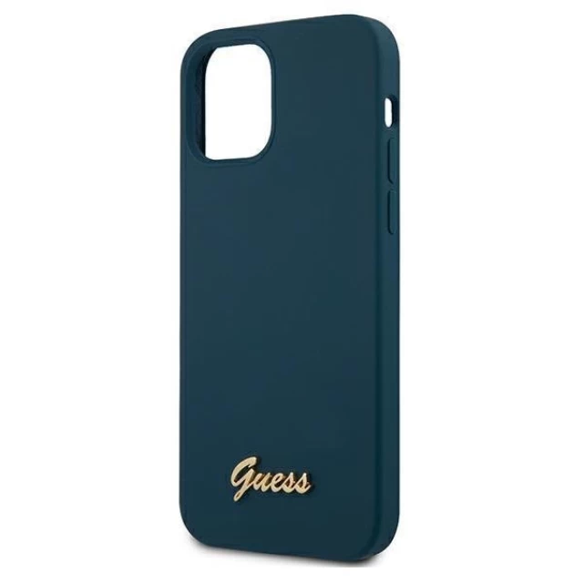 Чохол Guess Metal Logo Script для iPhone 12 | 12 Pro Blue (GUHCP12MLSLMGBL)