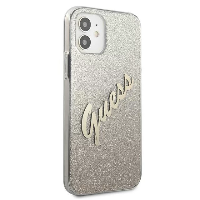 Чехол Guess Glitter Gradient Script для iPhone 12 mini Gold (GUHCP12SPCUGLSGO)