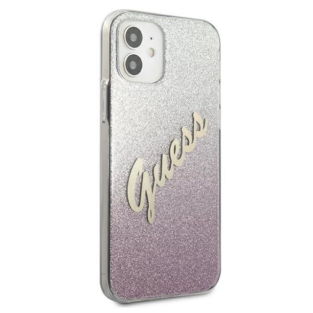 Чехол Guess Glitter Gradient Script для iPhone 12 mini Pink (GUHCP12SPCUGLSPI)