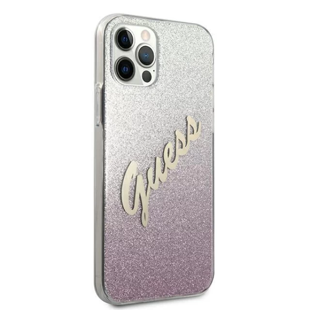 Чехол Guess Glitter Gradient Script для iPhone 12 | 12 Pro Pink (GUHCP12MPCUGLSPI)