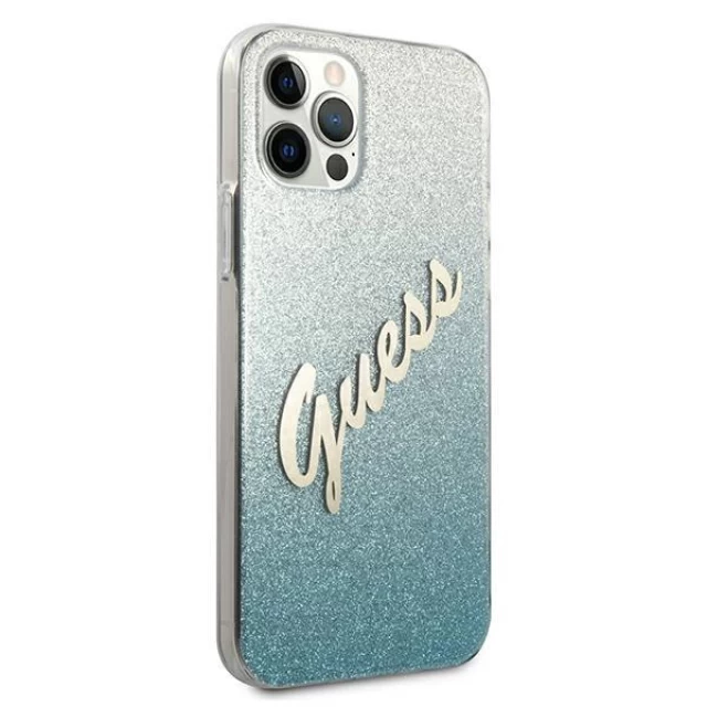Чехол Guess Glitter Gradient Script для iPhone 12 Pro Max Blue (GUHCP12LPCUGLSBL)