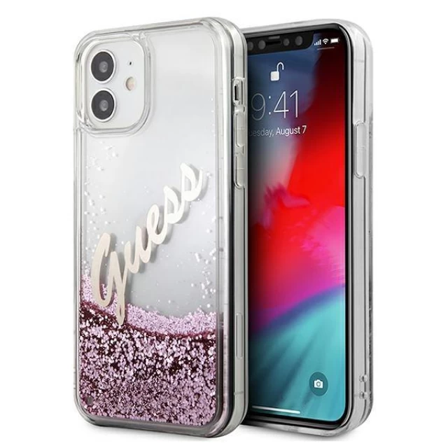 Чехол Guess Glitter Vintage Script для iPhone 12 mini Pink (GUHCP12SGLVSPI)