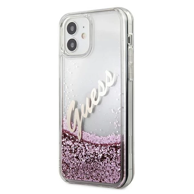 Чохол Guess Glitter Vintage Script для iPhone 12 mini Pink (GUHCP12SGLVSPI)