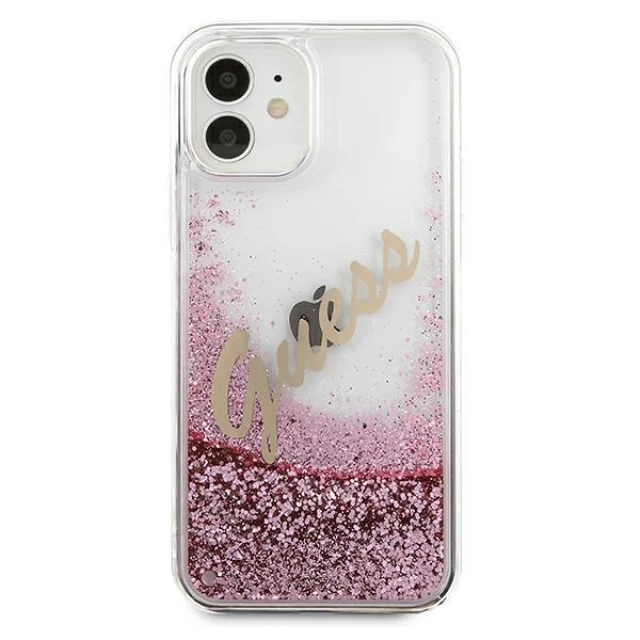 Чехол Guess Glitter Vintage Script для iPhone 12 mini Pink (GUHCP12SGLVSPI)