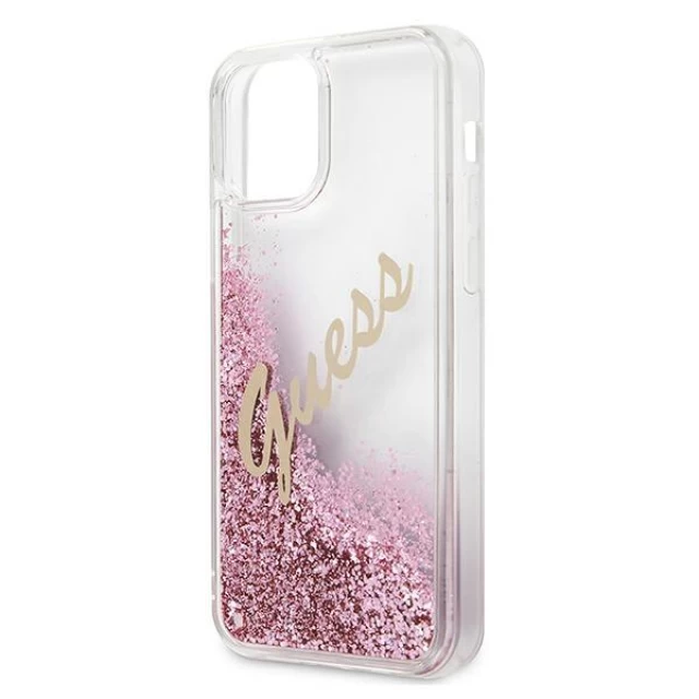 Чохол Guess Glitter Vintage Script для iPhone 12 mini Pink (GUHCP12SGLVSPI)