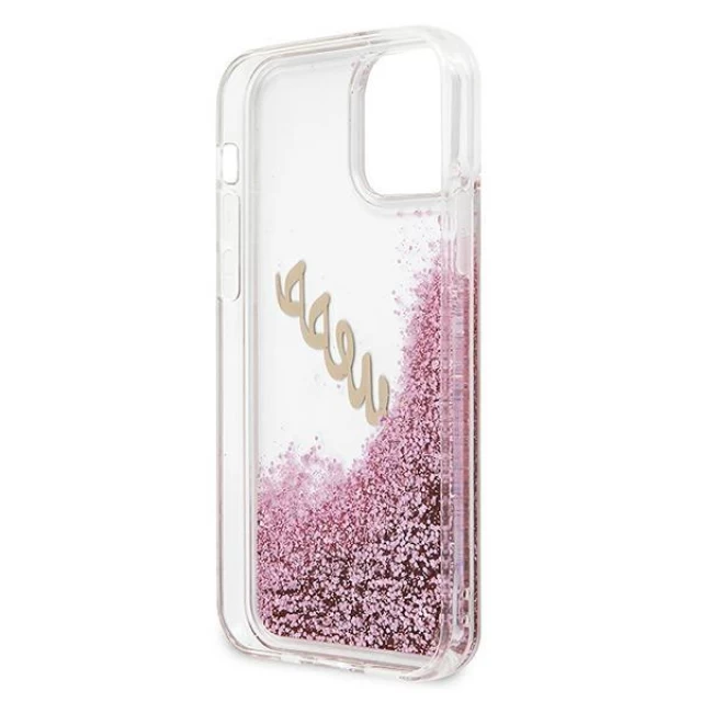 Чохол Guess Glitter Vintage Script для iPhone 12 mini Pink (GUHCP12SGLVSPI)