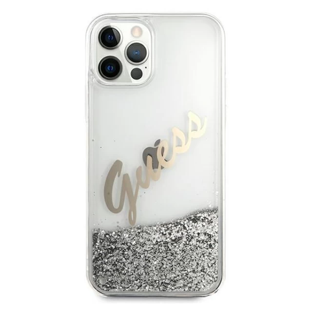 Чохол Guess Glitter Vintage Script для iPhone 12 | 12 Pro Silver (GUHCP12MGLVSSI)