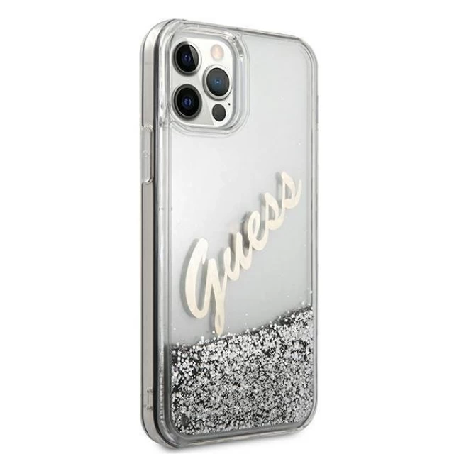 Чохол Guess Glitter Vintage Script для iPhone 12 | 12 Pro Silver (GUHCP12MGLVSSI)