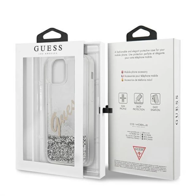 Чохол Guess Glitter Vintage Script для iPhone 12 | 12 Pro Silver (GUHCP12MGLVSSI)