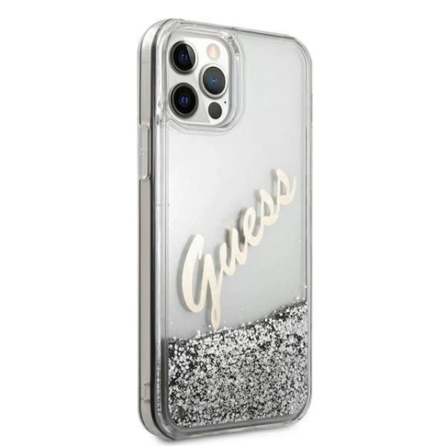 Чехол Guess Glitter Vintage Script для iPhone 12 Pro Max Silver (GUHCP12LGLVSSI)