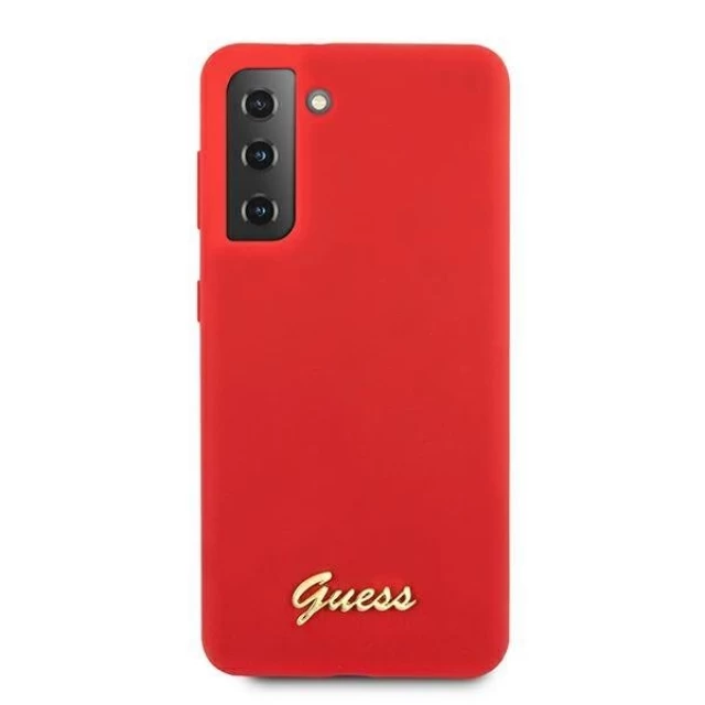 Чехол Guess Silicone Script Metal Logo для Samsung Galaxy S21 Plus Red (GUHCS21MLSLMGRE)