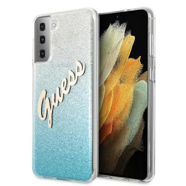 Чехол Guess Glitter Gradient Script для Samsung Galaxy S21 Plus Blue (GUHCS21MPCUGLSBL)