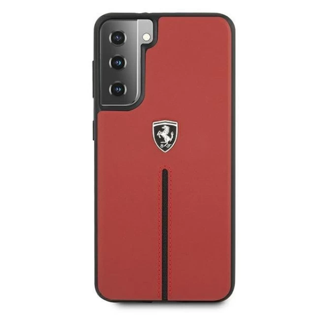 Чехол Ferrari для Samsung Galaxy S21 G991 Off Track Leather Nylon Stripe Red (FEOSIHCS21SRE)
