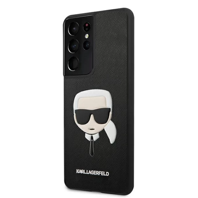Чохол Karl Lagerfeld Saffiano Ikonik Karl`s Head для Samsung Galaxy S21 Ultra G998 Black (KLHCS21LSAKHBK)