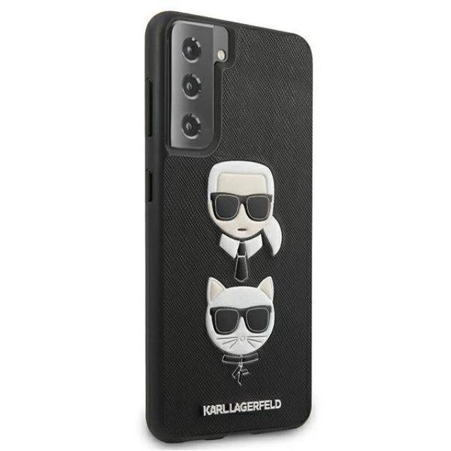 Чехол Karl Lagerfeld Saffiano Iconic Karl and Choupette Head для Samsung Galaxy S21 Plus Black (KLHCS21MSAKICKCBK)
