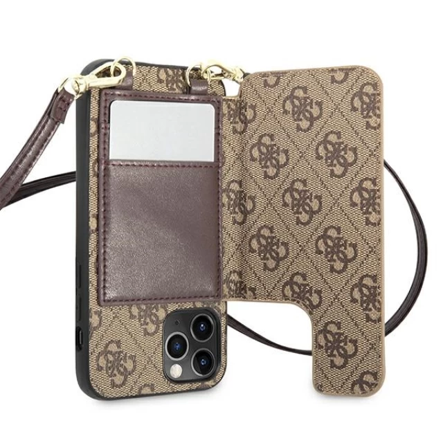 Чохол-гаманець Guess 4G Crossbody Cardslot для iPhone 12 Pro Max Brown (GUHCP12LCB4GB)