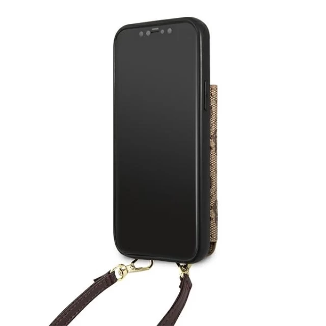 Чехол-бумажник Guess 4G Crossbody Cardslot для iPhone 12 Pro Max Brown (GUHCP12LCB4GB)