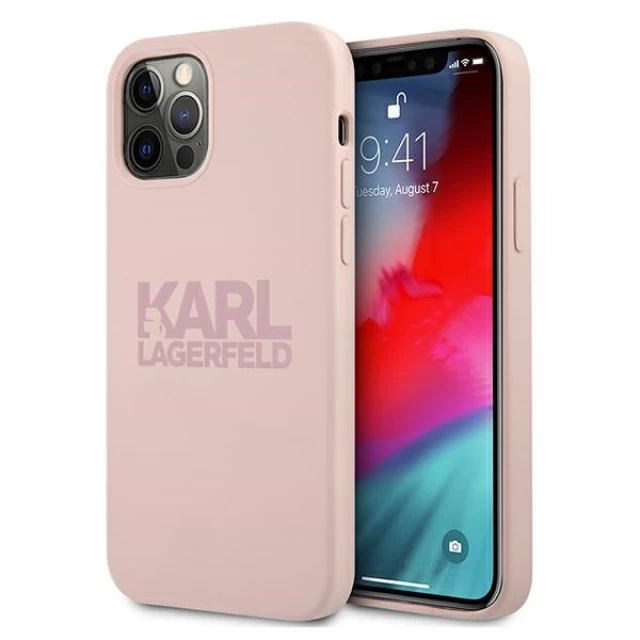 Чохол Karl Lagerfeld Silicone Stack Logo для iPhone 12 | 12 Pro Pink (KLHCP12MSTKLTLP)