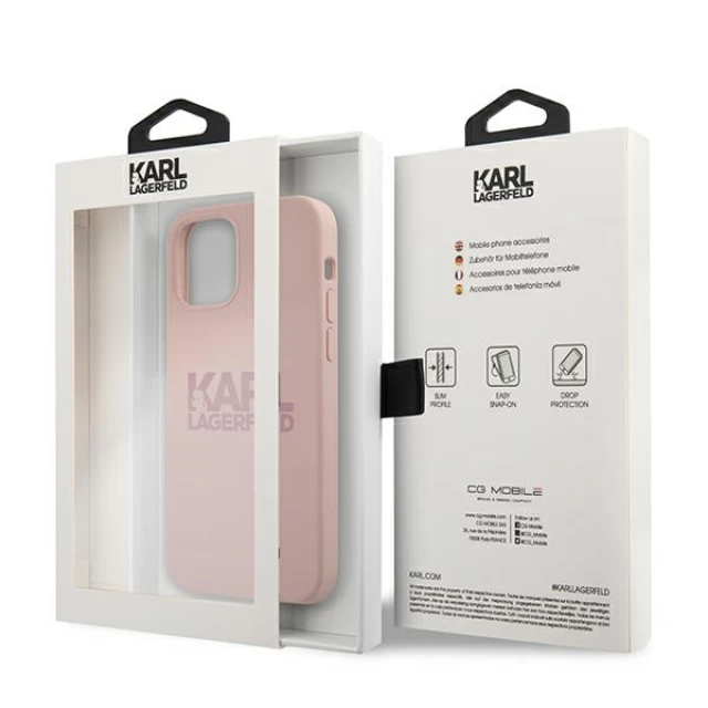 Чехол Karl Lagerfeld Silicone Stack Logo для iPhone 12 | 12 Pro Pink (KLHCP12MSTKLTLP)