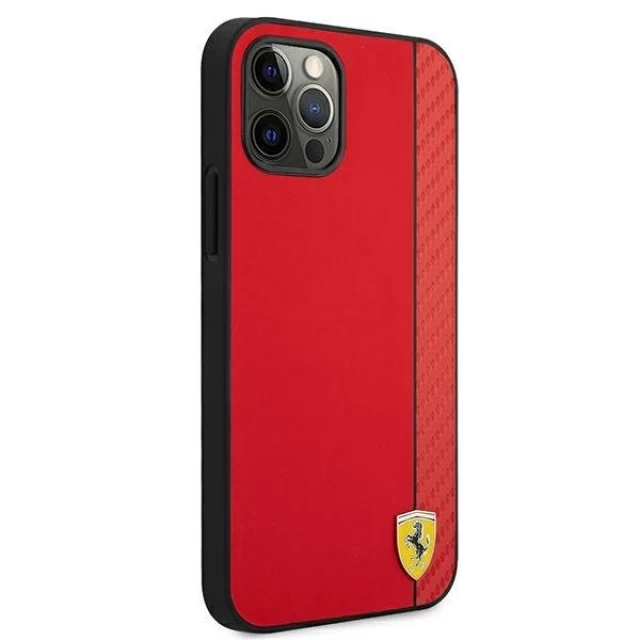 Чехол Ferrari для iPhone 12 | 12 Pro On Track Carbon Stripe Red (FESAXHCP12MRE)