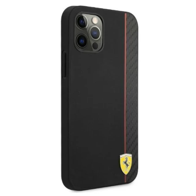 Чехол-книжка Ferrari для iPhone 12 | 12 Pro On Track Carbon Stripe Black (FESAXHCP12MBK)