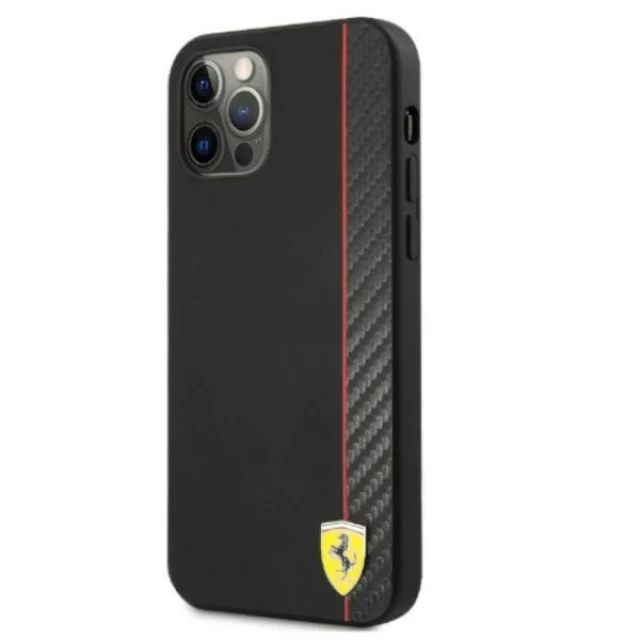 Чехол Ferrari для iPhone 12 Pro Max On Track Carbon Stripe Black (FESAXHCP12LBK)