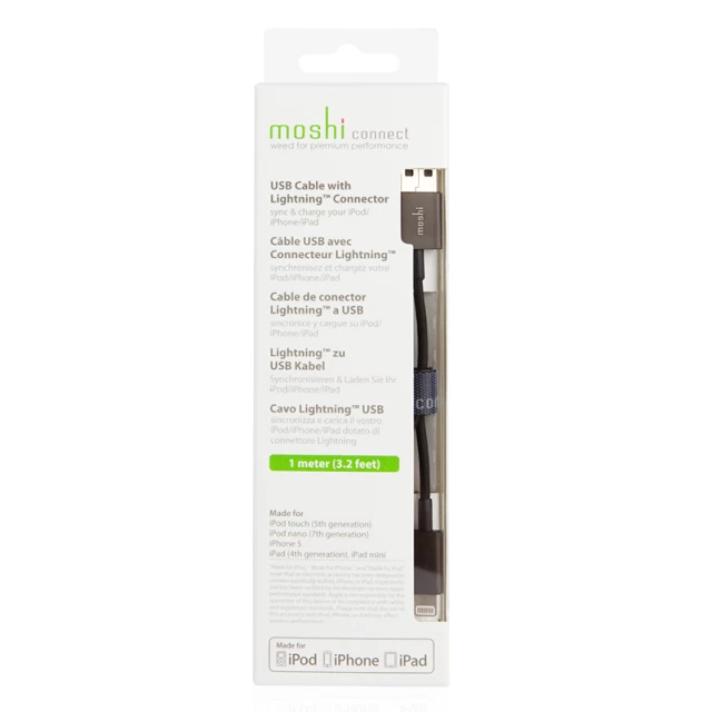 Кабель Moshi MFi USB-А to Lightning 1 m Black (99MO023006)