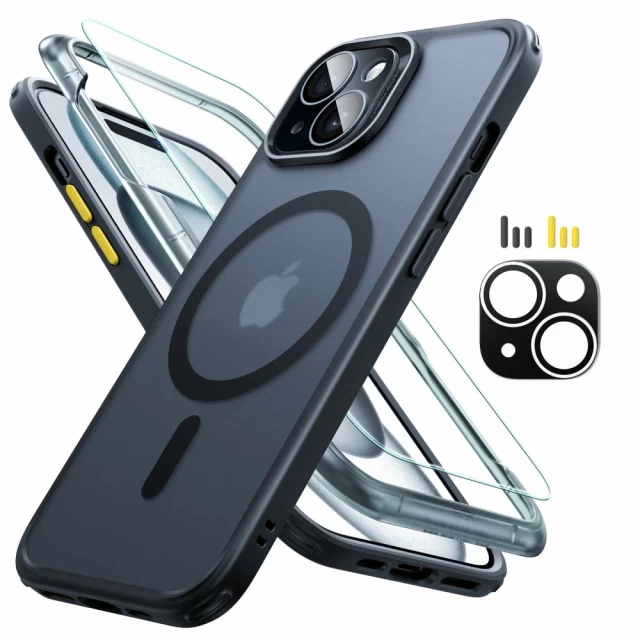 Чохол і захисне скло ESR Classic Pro Set Halolock для iPhone 15 Frosted Black with MagSafe (4894240204610)