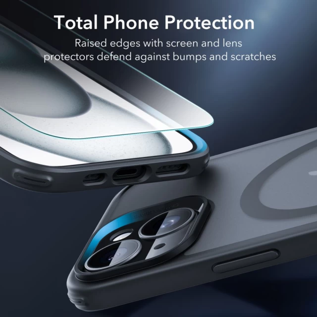 Чехол и защитное стекло ESR Classic Pro Set Halolock для iPhone 15 Frosted Black with MagSafe (4894240204610)