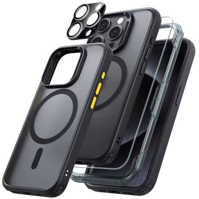 Чехол и защитное стекло ESR Classic Pro Set Halolock для iPhone 15 Pro Frosted Black with MagSafe (4894240204658)