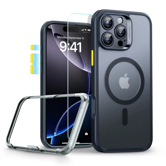 Чехол и защитное стекло ESR Classic Pro Set Halolock для iPhone 16 Pro Frosted Black with MagSafe (4894240221891)