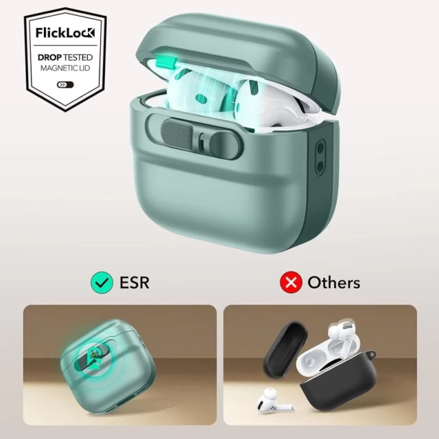 Чохол для навушників ESR Pulse Halolock для AirPods 4 Green with MagSafe (4894240229026)