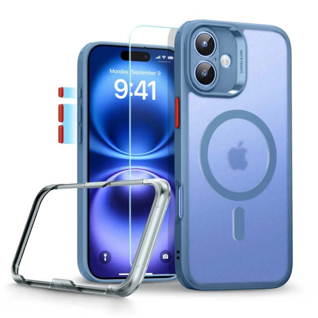 Чохол і захисне скло ESR Classic Pro Set Halolock для iPhone 16 Frosted Blue with MagSafe (4894240229958)