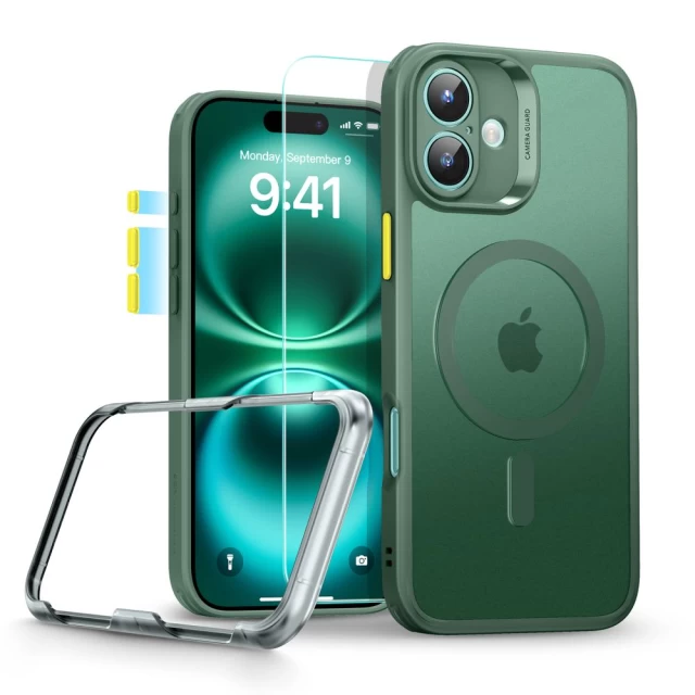 Чохол і захисне скло ESR Classic Pro Set Halolock для iPhone 16 Frosted Green with MagSafe (4894240229972)