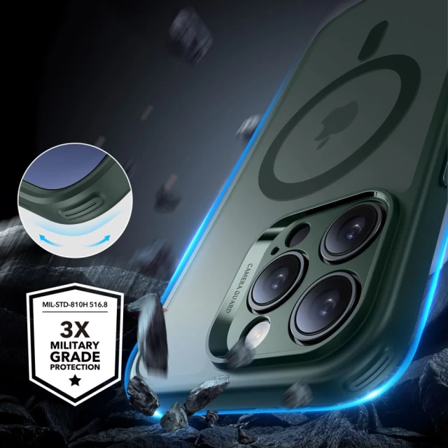 Чехол и защитное стекло ESR Classic Pro Set Halolock для iPhone 16 Pro Max Frosted Green with MagSafe (4894240230138)