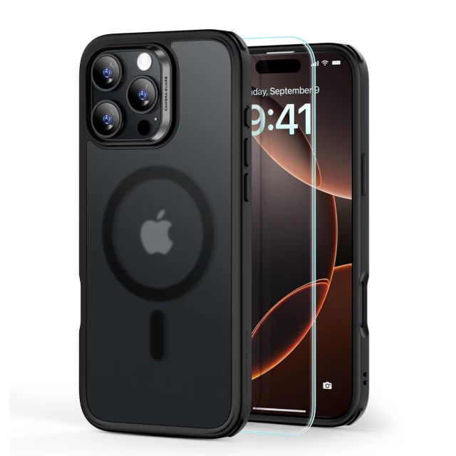 Чохол та захисне скло ESR Classic Hybrid Halolock & Tempered Glass для iPhone 16 Pro Frosted Black with MagSafe (4894240243480)