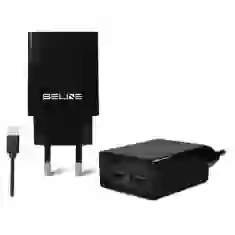 Мережевий зарядний пристрій Beline U05 12W 2xUSB-A with USB-C to USB-A Cable 1m Black (U05 2xUSB USB-C)
