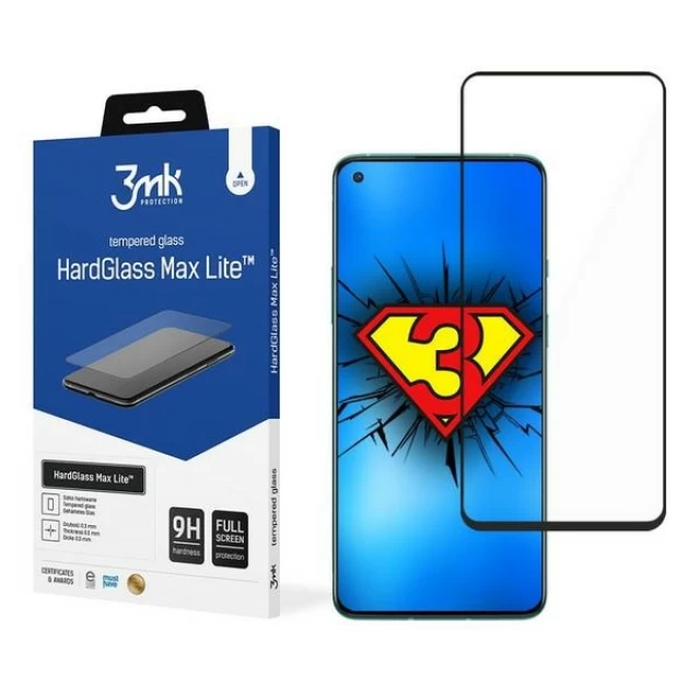 Защитное стекло 3mk HardGlass Max Lite для OnePlus 8T | 9 Black (5903108340816)