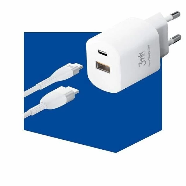 Мережевий зарядний пристрій 3mk Hyper Charger 20W USB-C | USB-A White (3M003276-0)