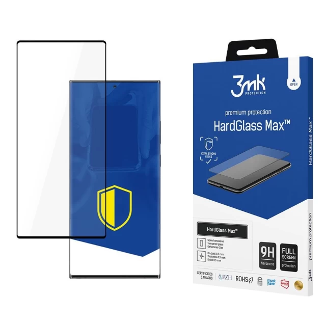 Защитное стекло 3mk HardGlass Max для Samsung Galaxy S22 Ultra S908 Black (5903108456159)